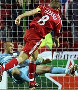 Steven Gerrard scores