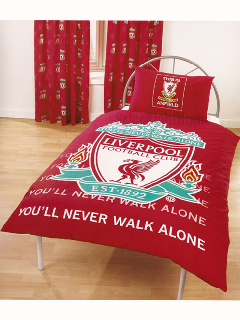 Liverpool FC Football Duvet Cover and Pillowcase 'YNWA' Design