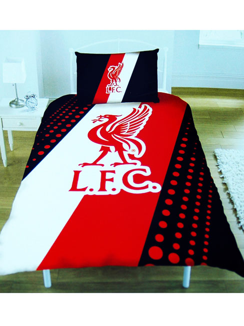 Liverpool FC Stripe Crest Single Duvet Cover & Pillowcase Set