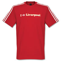 I love Liverpool with adidas logo Red t-shirt