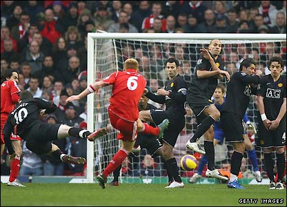 Riise shot against United