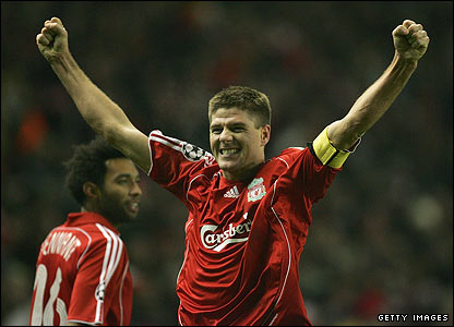 Gerrard celebrates against Inter