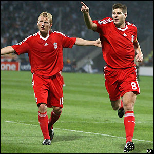 Gerrard scores against Marseille Gerrard scores against Marseille