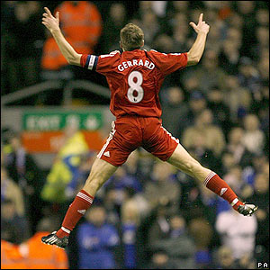 Gerrard celebrations against Everton FA Cup