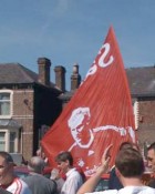 Sami Hyypia flag before the game