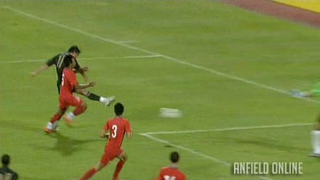 Riera scores against Singapore