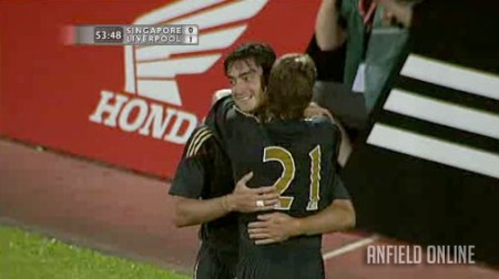 Riera celebrates his goal