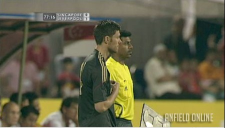 Xabi Alonso comes on against Singapore