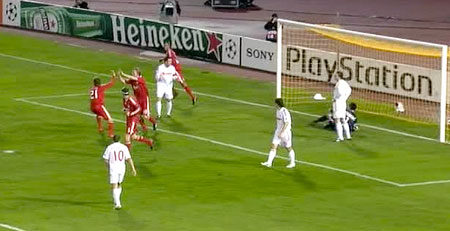 The reds celebrate the winning goal in Hungary.