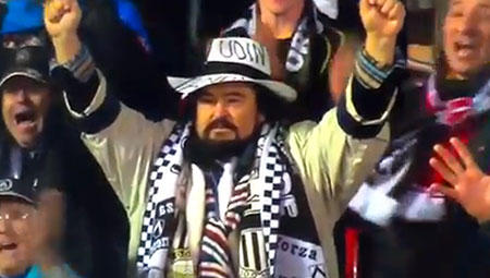 Udinese supporter celebrates his teams victory
