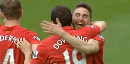 Fabio Borini celebrates a Liverpool goal