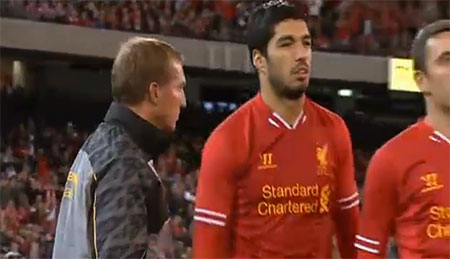 Luis Suarez comes on as a substitute in Melbourne