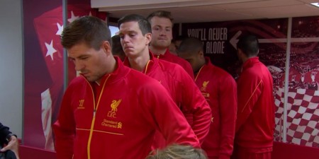 Gerrard leads the team out at Anfield