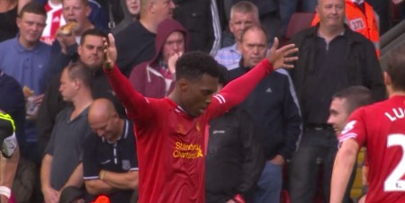 Sturridge celebrates LFC's first goal of the season