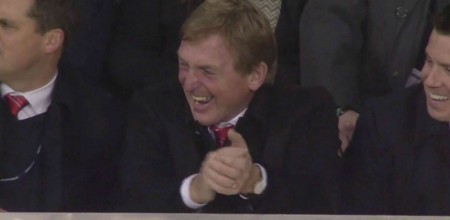 Kenny Dalglish celebrates Flanagan's goal