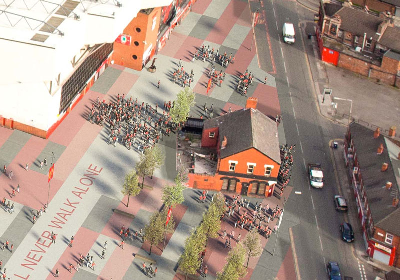 Shanky Statue and The Albert Pub - New Anfield plans