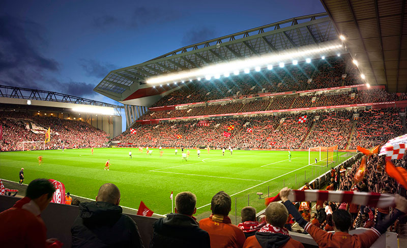 New Main Stand at Anfield - view from the corner of the Anfield Road