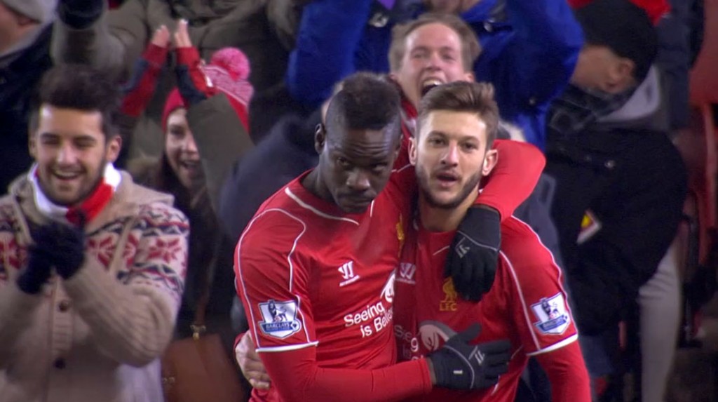 Mario Balotelli scores his first Liverpool league goal against Spurs