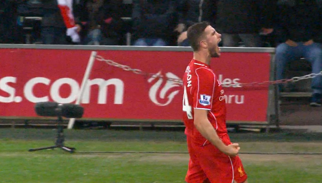 Henderson scores the winning goal against Swansea
