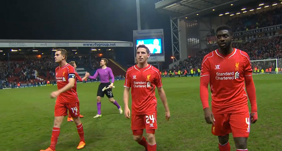 LFC players after the final whistle against Blackburn Rovers