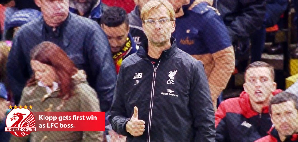 Jurgen Klopp gets first win as Liverpool boss