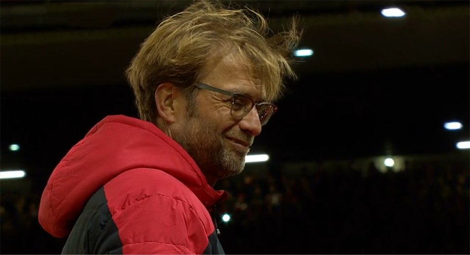 Klopp smiles after the Liverpool goal