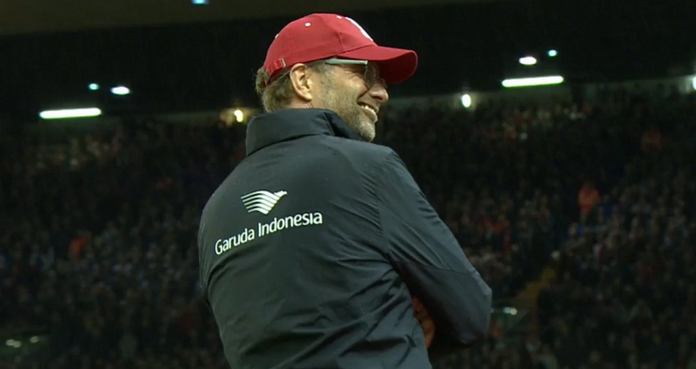 Jurgen Klopp at Anfield for Liverpool v Crystal Palace