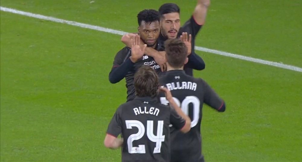 Daniel Sturridge celebrates his equaliser against Southampton