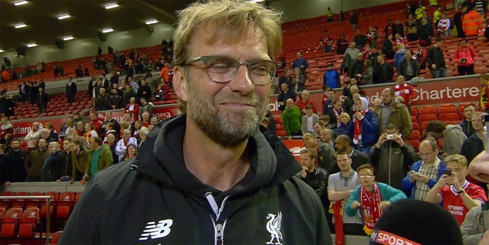 Klopp at the end of the season at Anfield