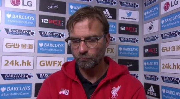 Swansea 3-1 Liverpool (Klopp)