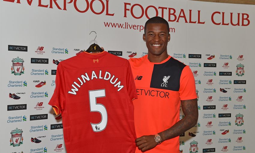 Georginio Wijnaldum signs in for Liverpool