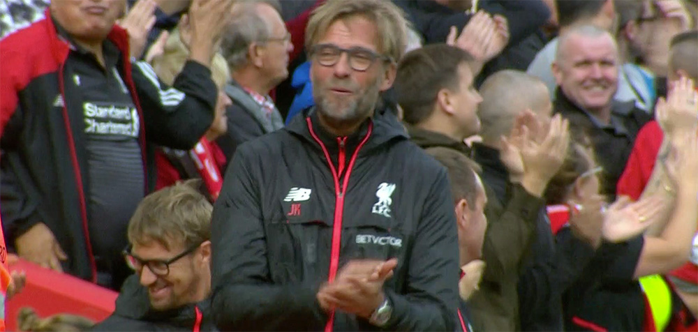 Jurgen Klopp enjoys the win over Hull at Anfield