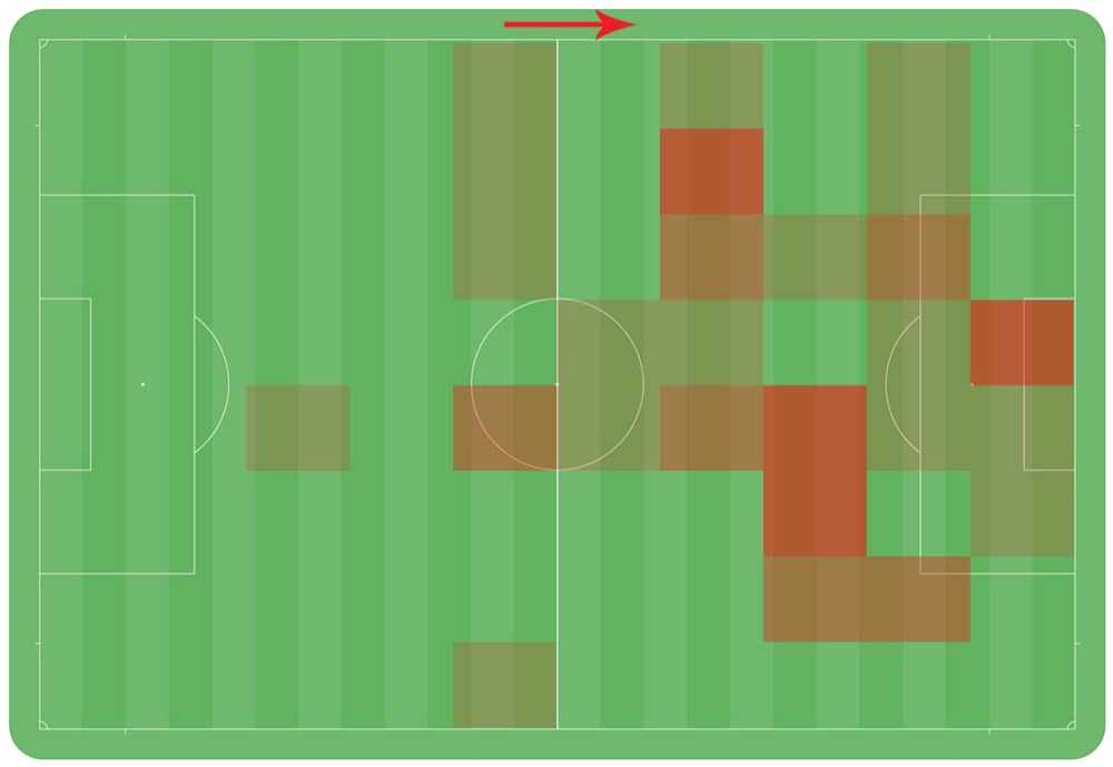 Sturridge heatmap v Leicester (Anfield)