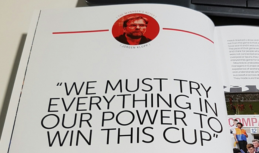 Klopp - Pre Spurs programme notes