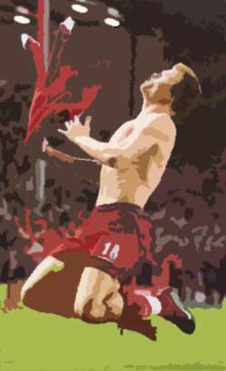 John Arne Riise celebrates a goal