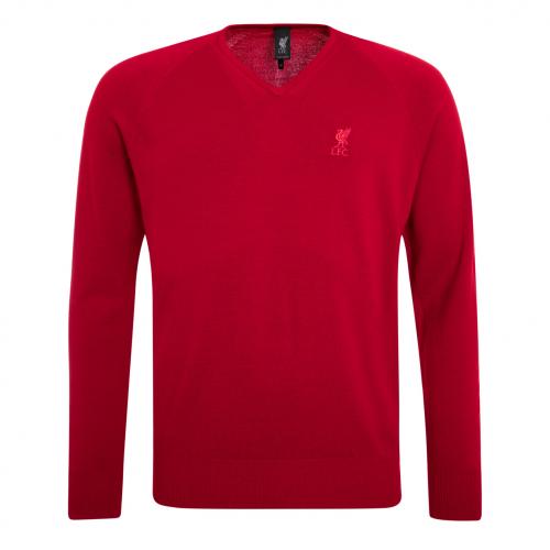 LFC Mens Red Signature Merino V Neck Cardinal Jumper