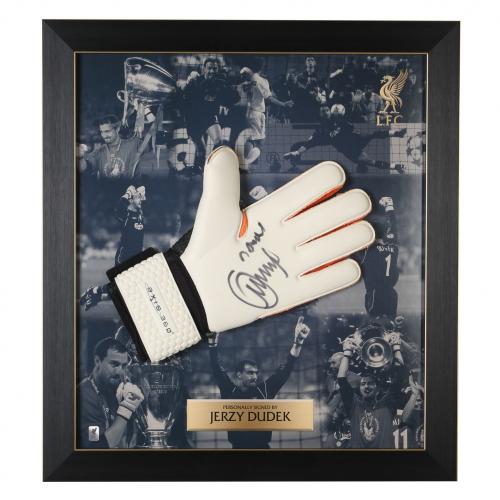 LFC Signed Jerzy Dudek Glove in Frame