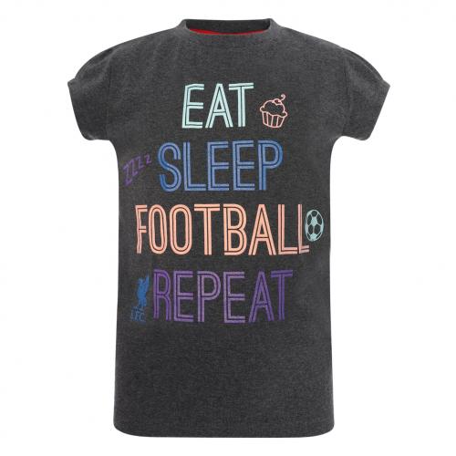 LFC Girls Eat Sleep Football Charcoal Marl Tee