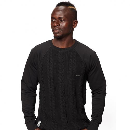 LFC Mens Black Knit Panel Jumper