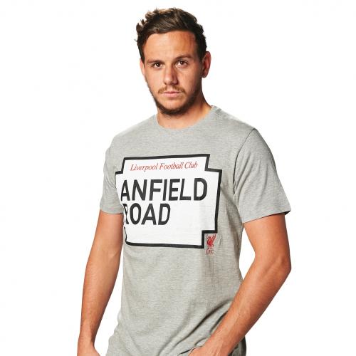 LFC Mens Grey Marl Anfield Road Tee LFC Mens Grey Marl Anfield Road Tee
