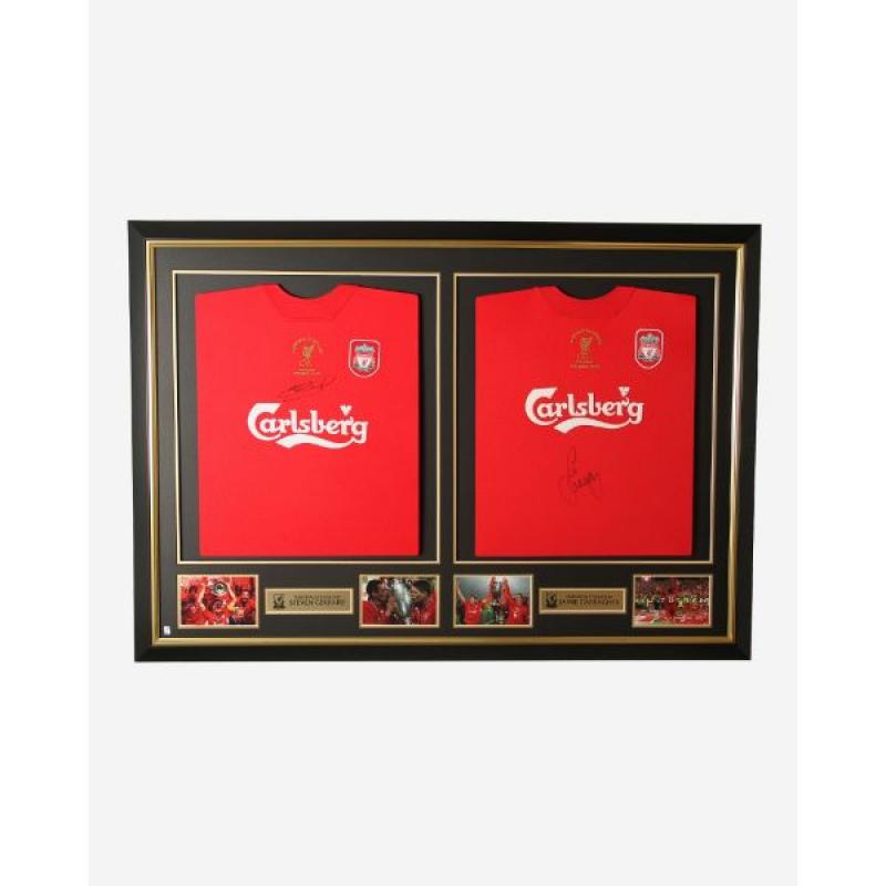 LFC Gerrard & Carragher Signed Double Framed Shirt