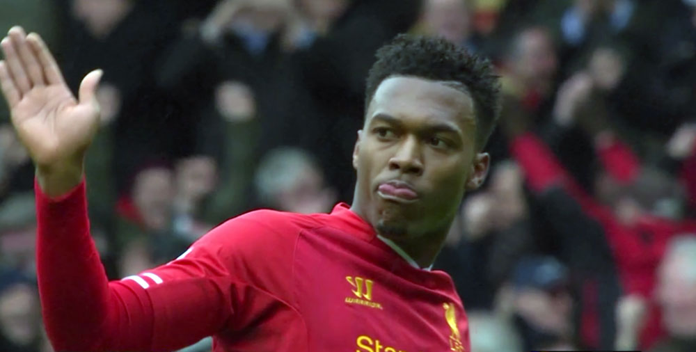 Daniel Sturridge celebrates his goal against Arsenal