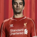 Luis Suarez in the new LFC home kit 2014-15