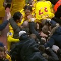 LFC players celebrate after Rickie Lambert's goal against Aston Villa
