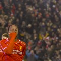 Raheem Sterling celebrates his semi final goal against Chelsea.