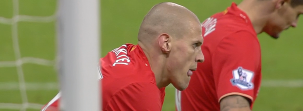 Skrtel deflects Wijnaldum's shot past Simon Mignolet