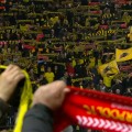 Dortmund and Liverpool fans sing YNWA at the Westfalenstadion