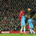Gini Wijnaldum scores a bullet header against Man City