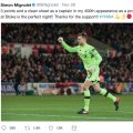 Mignolet 400th on Twitter
