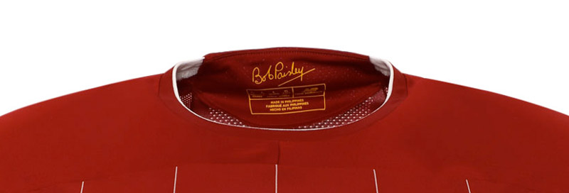 Bob Paisley's signature inside the new LFC home kit